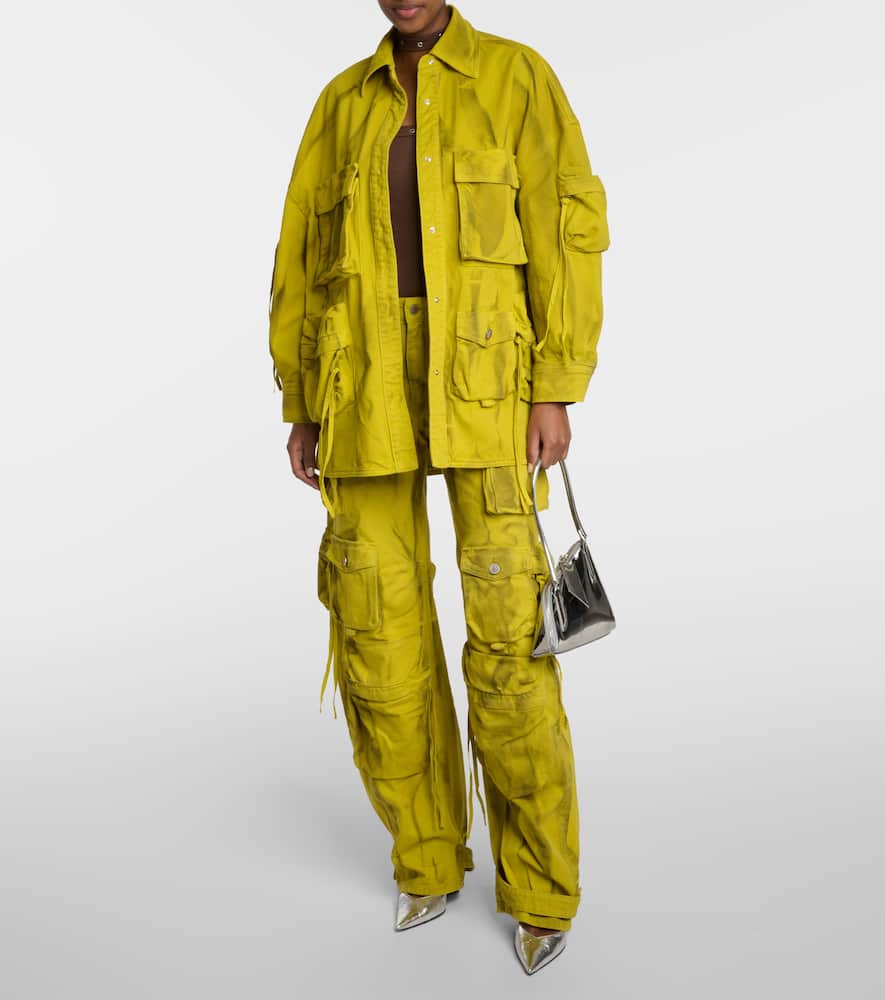 Attico Fern Wide-leg Cargo Jeans In Yellow