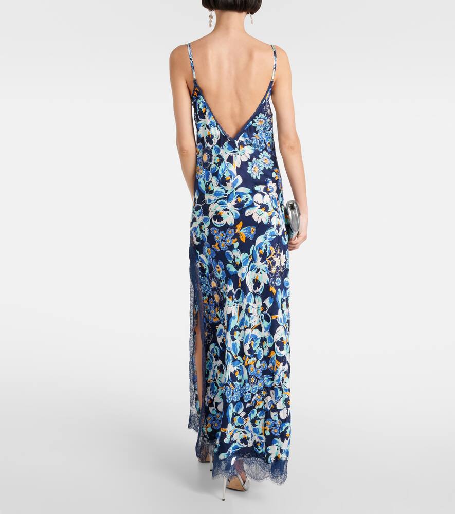 Poupette St Barth Floral Lace-trimmed Slip Dress In Blue