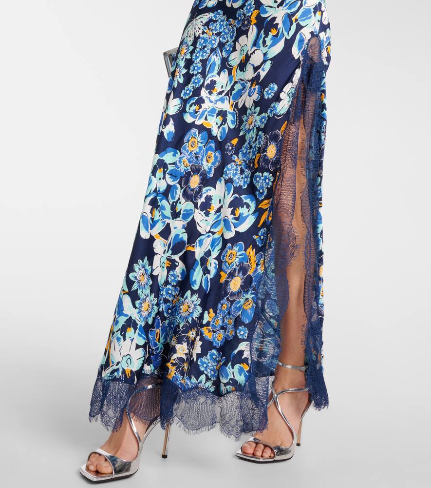 Poupette St Barth Floral Lace-trimmed Slip Dress In Blue