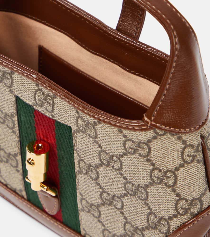 Gucci Jackie 1961 Small Webbing-trimmed Coated-canvas And Leather Shoulder Bag In Brown