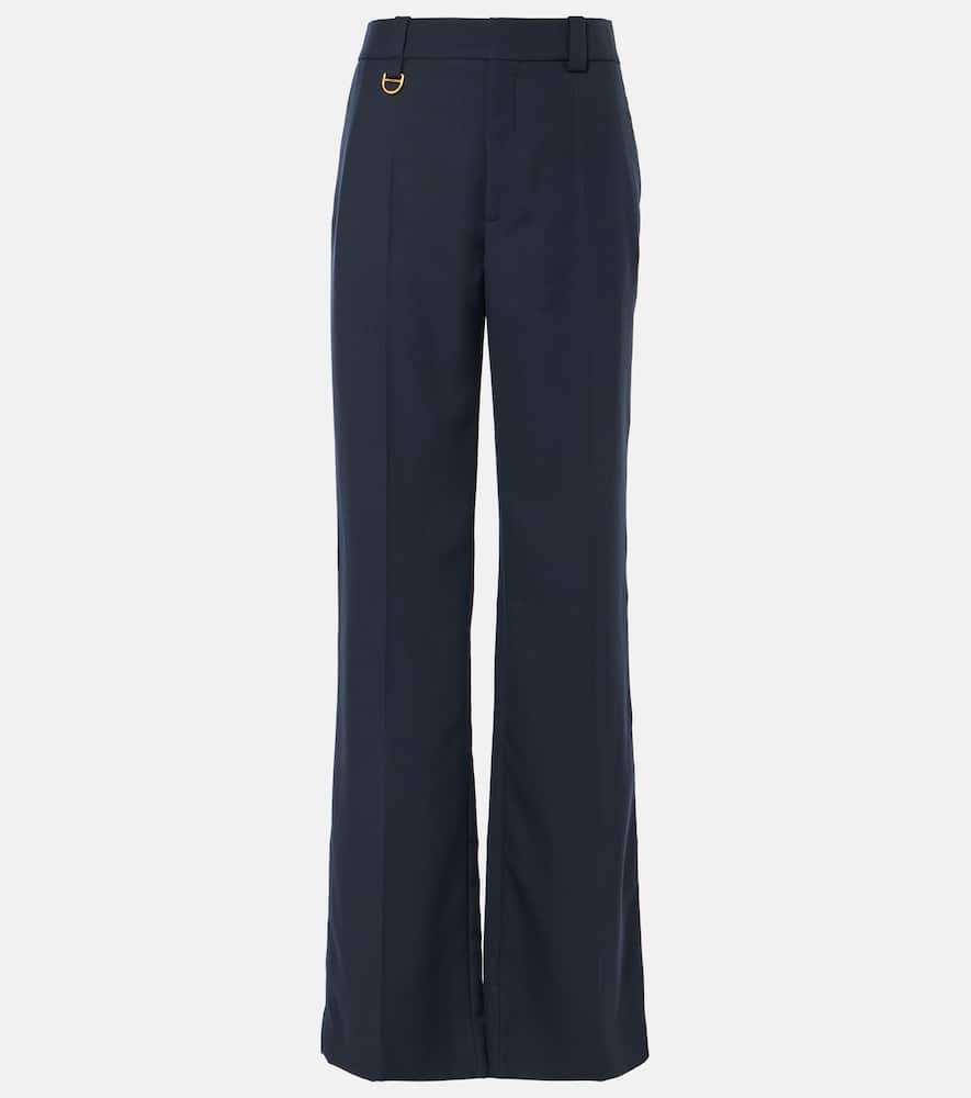 Chloé Tailored In Wool Grain De Poudre Trousers Blue In Blau