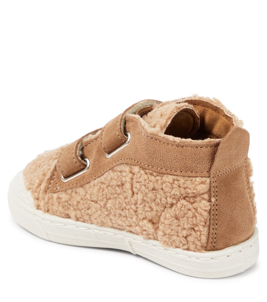 Il Gufo Leather-trimmed Teddy Sneakers In Beige