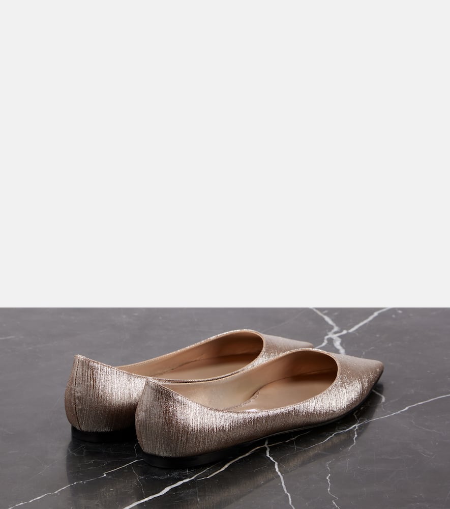 Jimmy Choo Laminated Leather Ballerinas With Rhinestones In Pink