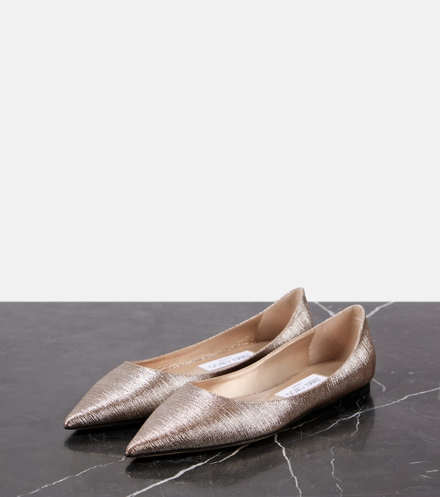 Jimmy Choo Laminated Leather Ballerinas With Rhinestones In Pink