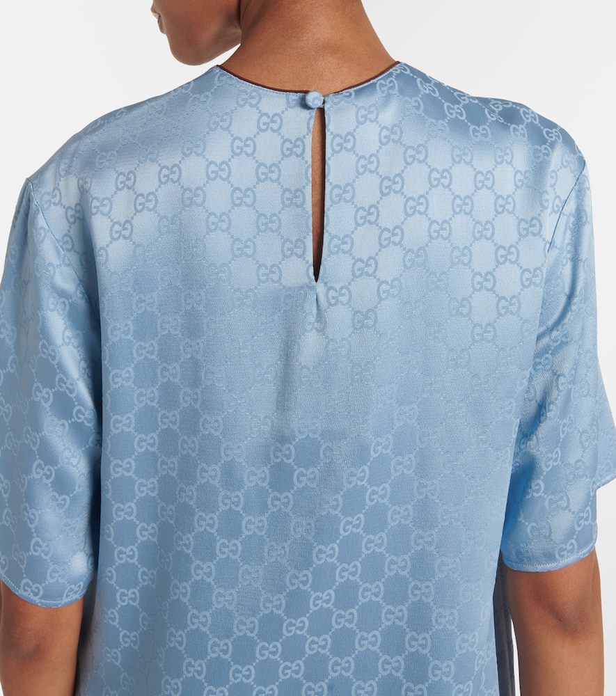 Gucci Light Blue Gg Satin Top In Gray