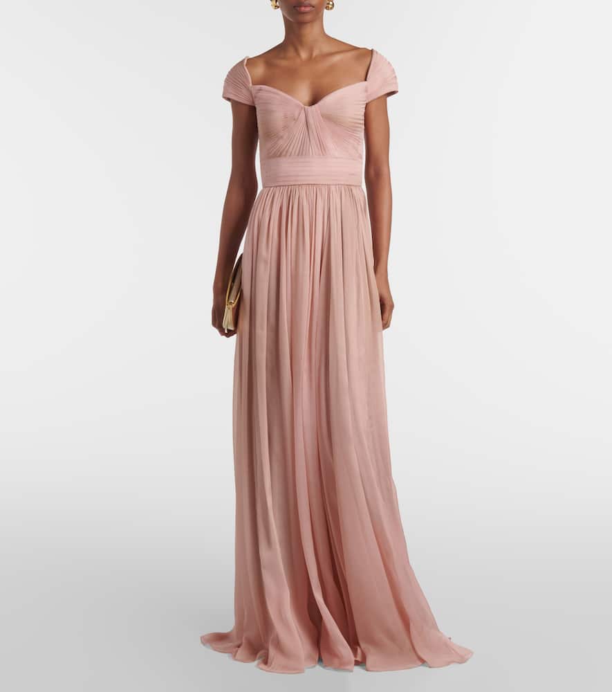 Elie Saab Robe Aus Seidenchiffon In Beige