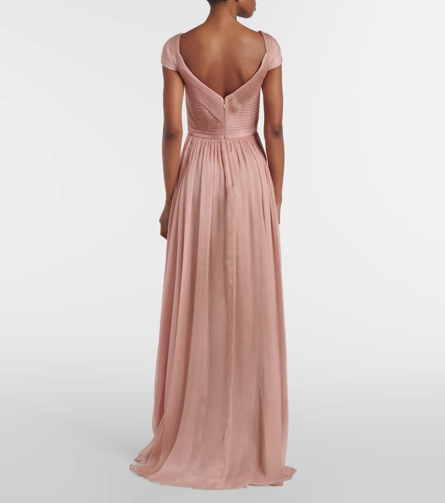 Elie Saab Robe Aus Seidenchiffon In Beige