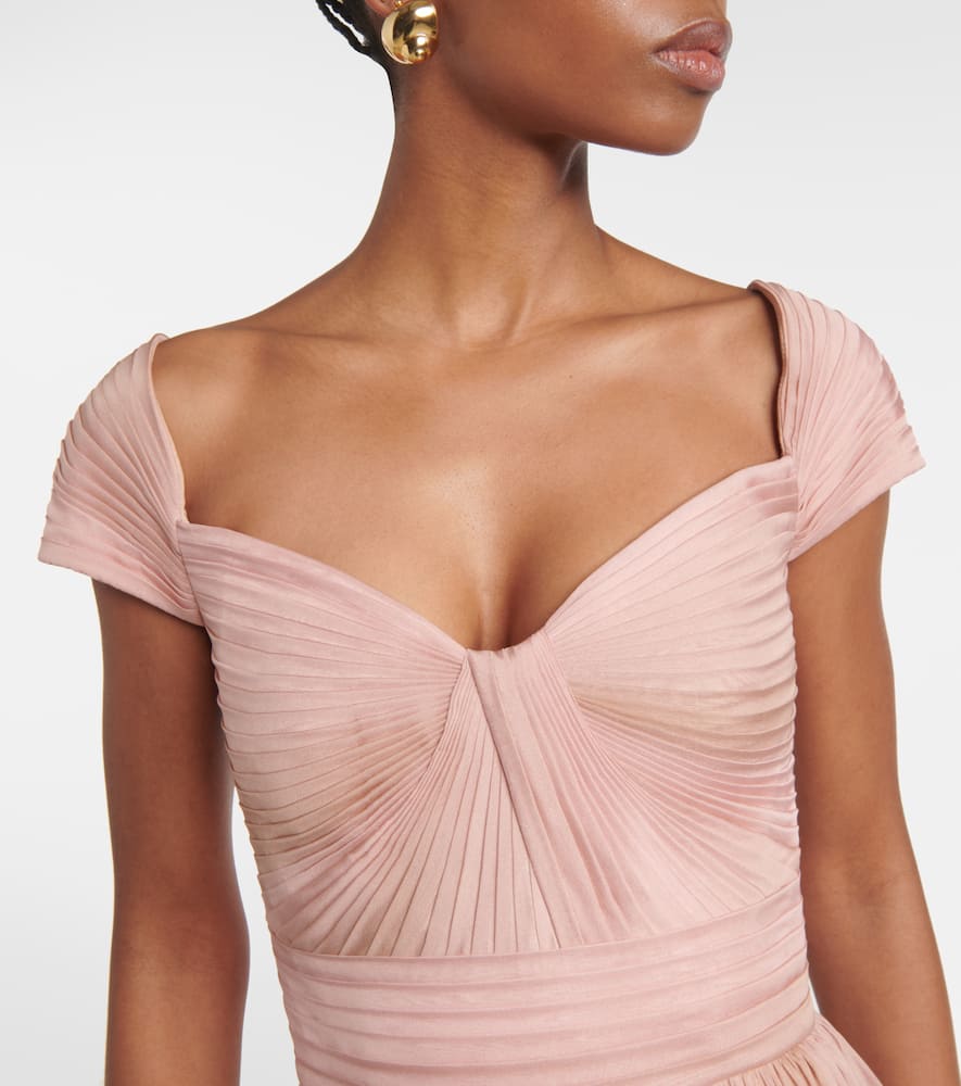 Elie Saab Robe Aus Seidenchiffon In Beige