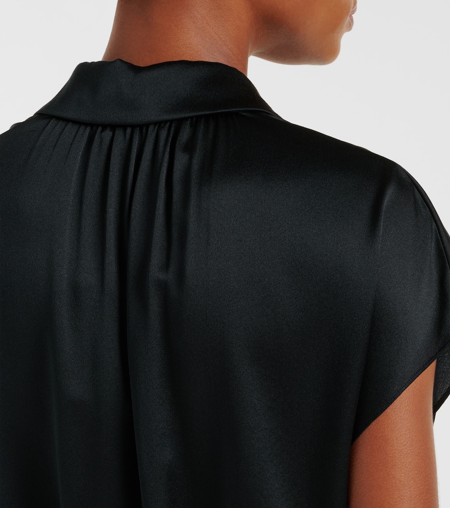Vince Cap Sleeve Button-up Shirt In Black