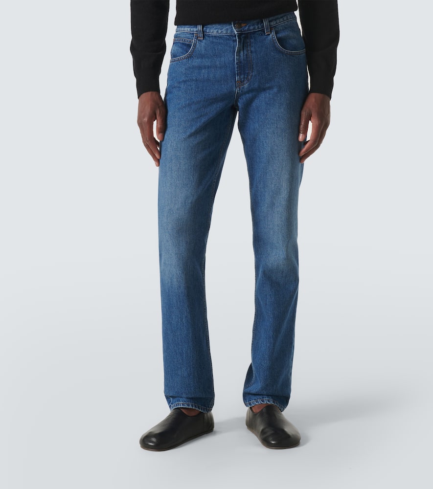 The Row Jaxon Cotton Flared Jeans In Washed Blue