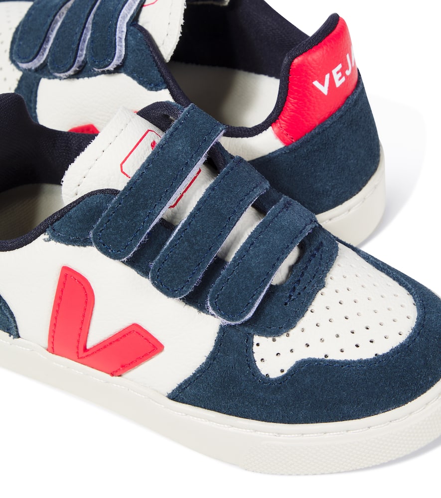 Veja V-10 Leather Sneakers In Blue