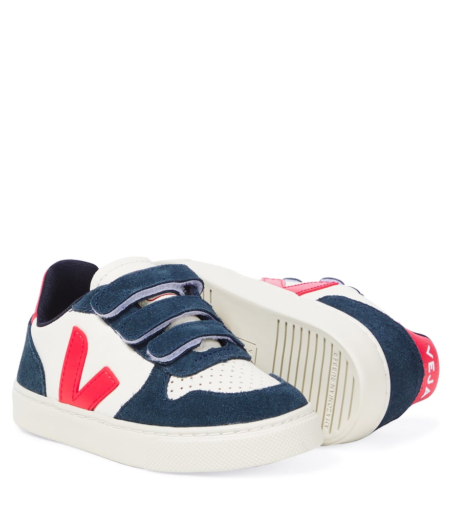 Veja V-10 Leather Sneakers In Blue
