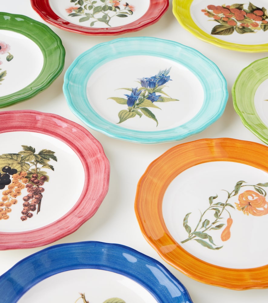  Les-ottomans Les-ottomans Botanica Set Of 4 Ceramic Plates 