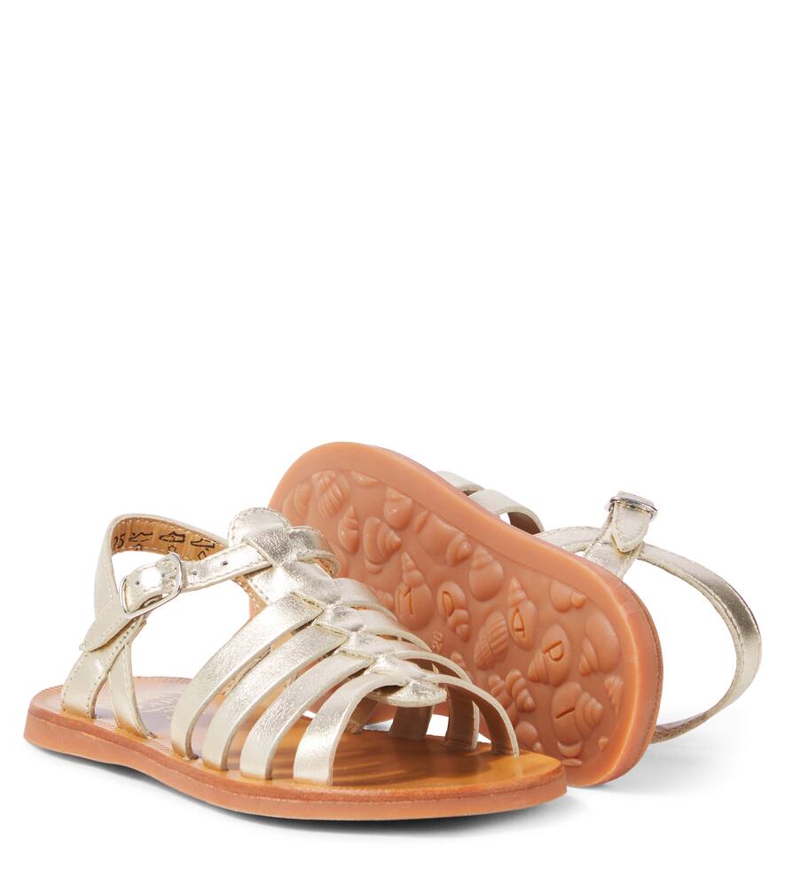 Pom D'api Plagette Strap Metallic Leather Sandals In Metallic