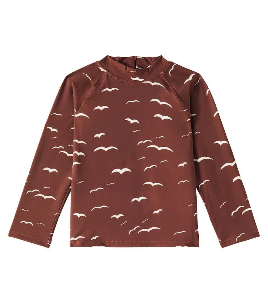 Mini Rodini Seagull Rashguard Top In Brown
