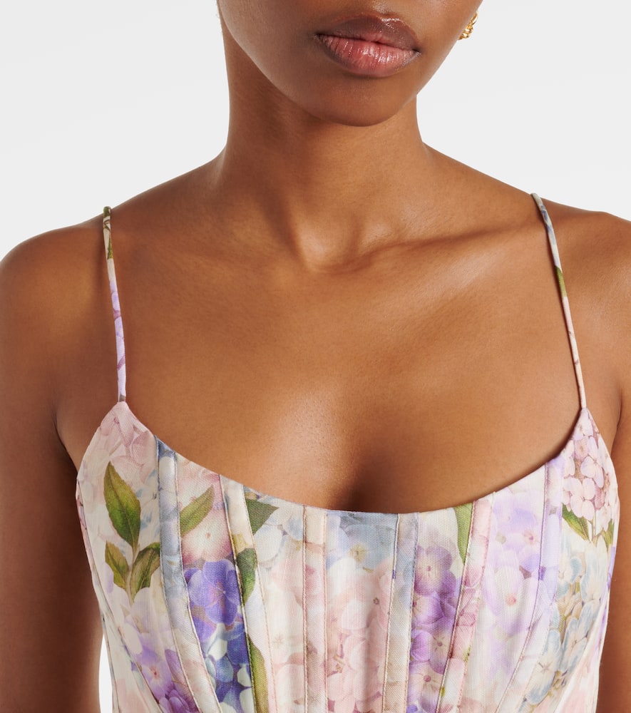 Zimmermann Dawning Belted Floral-print Linen And Silk-blend Midi Dress In Multicoloured