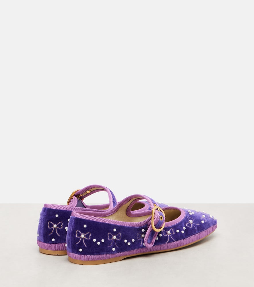 Valentino Endouce Sequined Velvet Mary Jane Flats In Multi