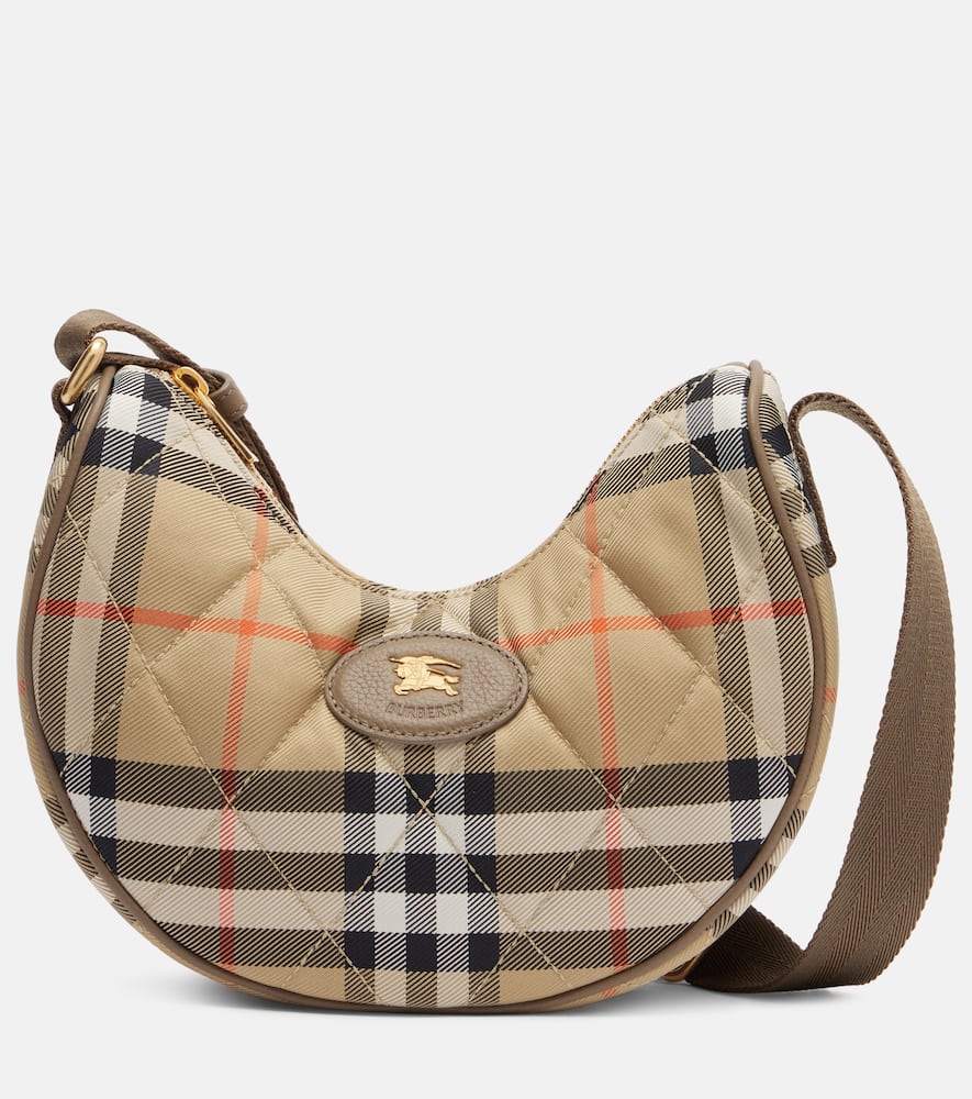 Burberry Horseshoe Check Quilted Canvas Hobo Bag In Nude