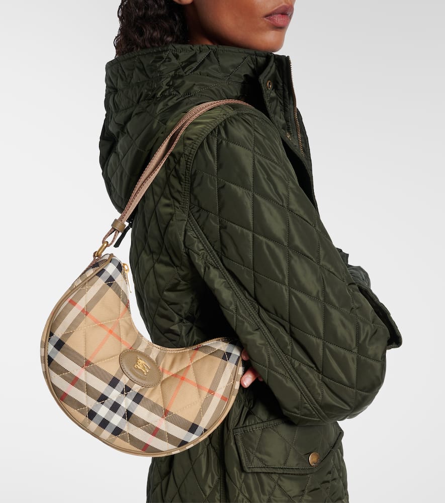 Burberry Horseshoe Check Quilted Canvas Hobo Bag In Nude