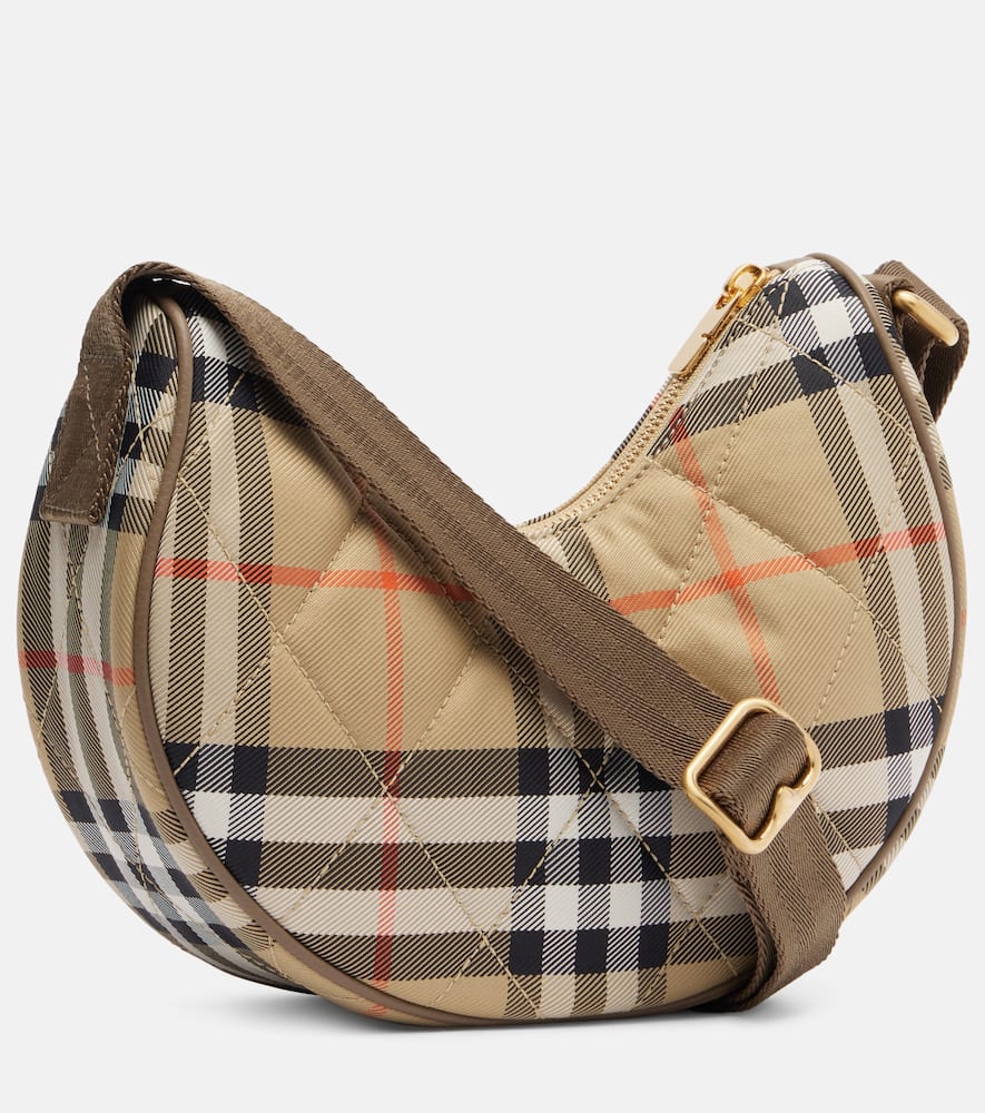 Burberry Horseshoe Check Quilted Canvas Hobo Bag In Nude