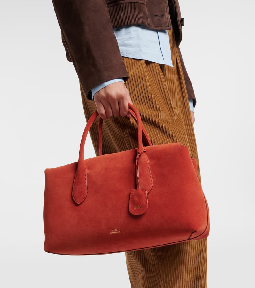 Polo Ralph Lauren Bellport Medium Suede Tote Bag In Orange