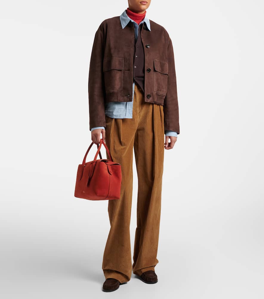 Polo Ralph Lauren Bellport Medium Suede Tote Bag In Orange