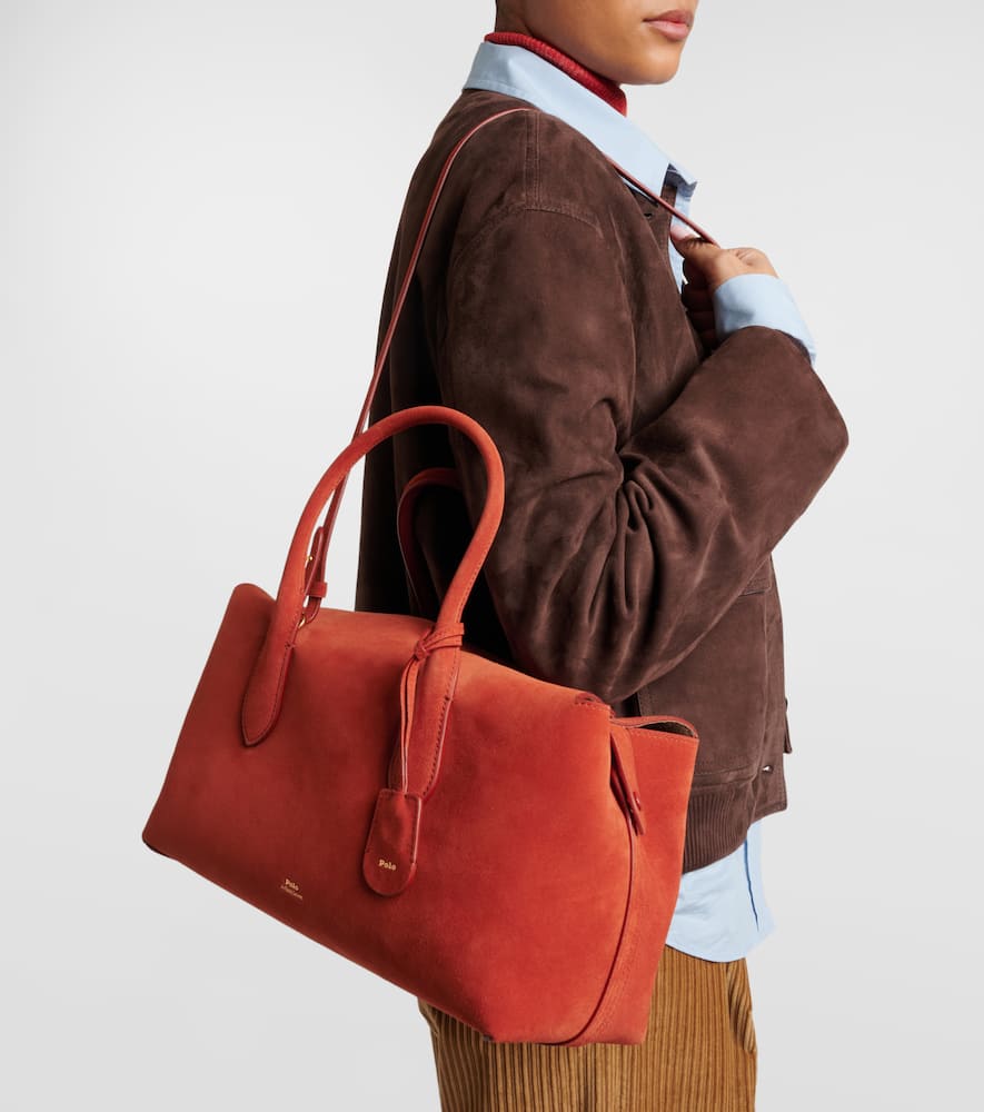 Polo Ralph Lauren Bellport Medium Suede Tote Bag In Orange