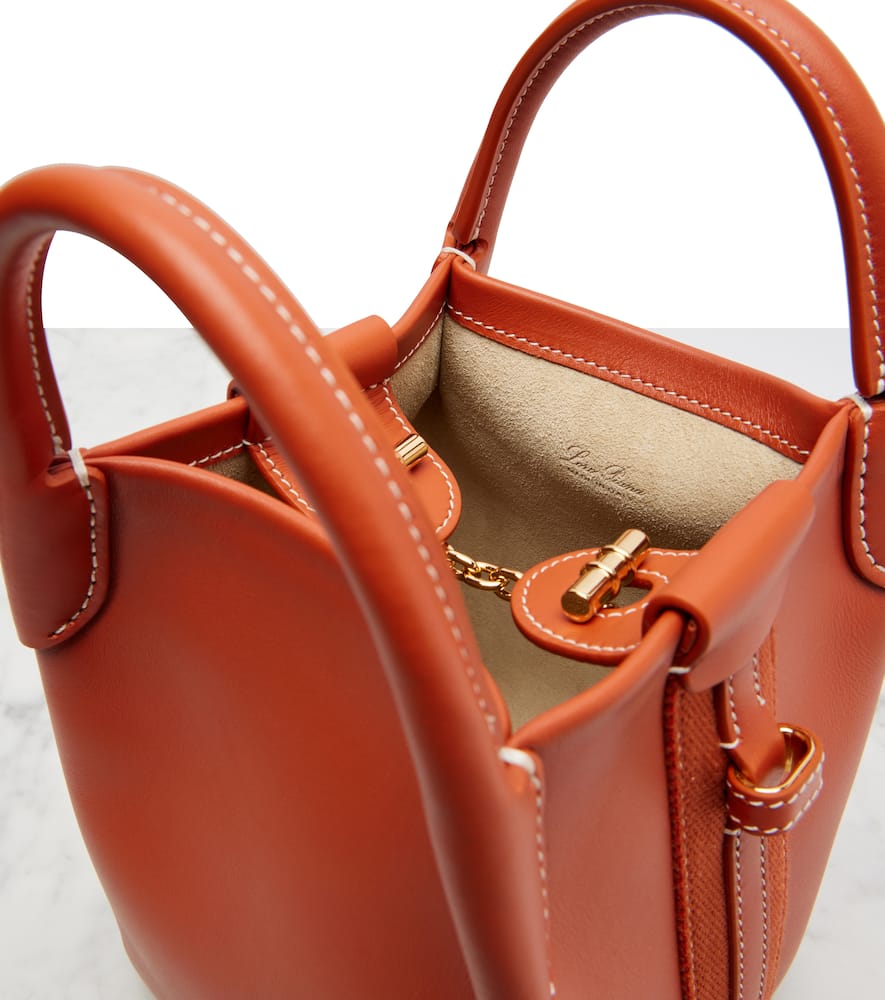 Loro Piana Bale Mini Leather Tote Bag In Orange