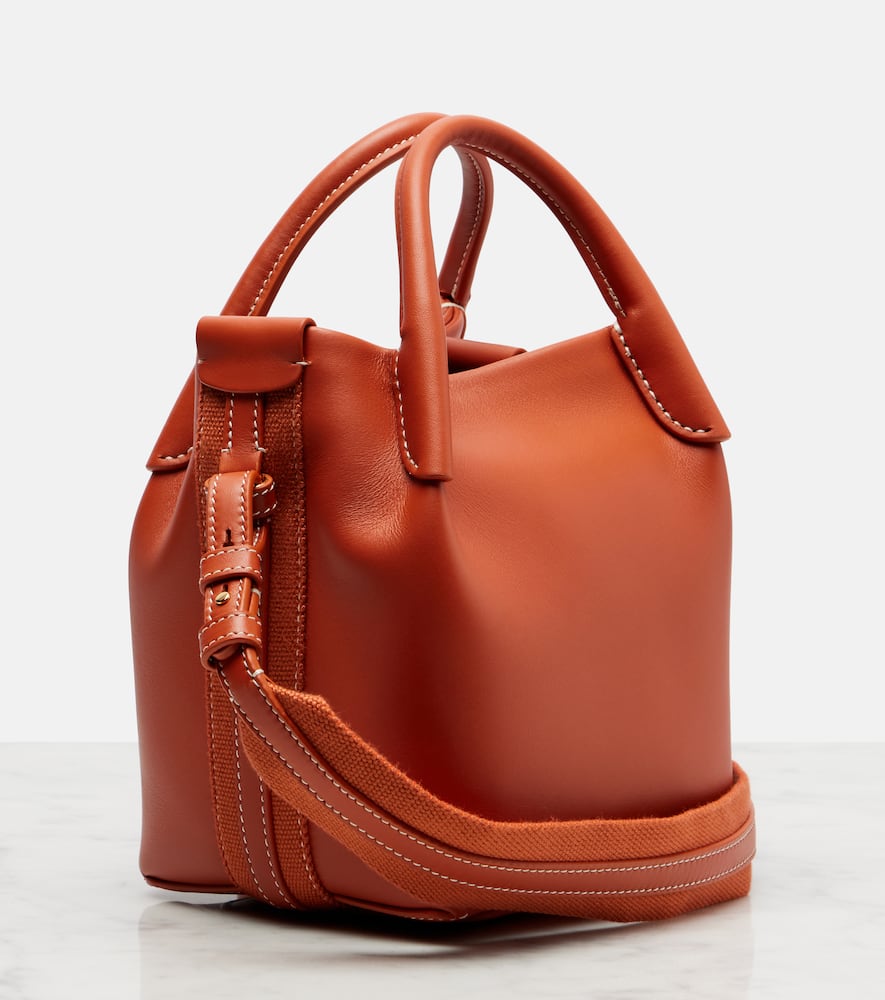 Loro Piana Bale Mini Leather Tote Bag In Orange