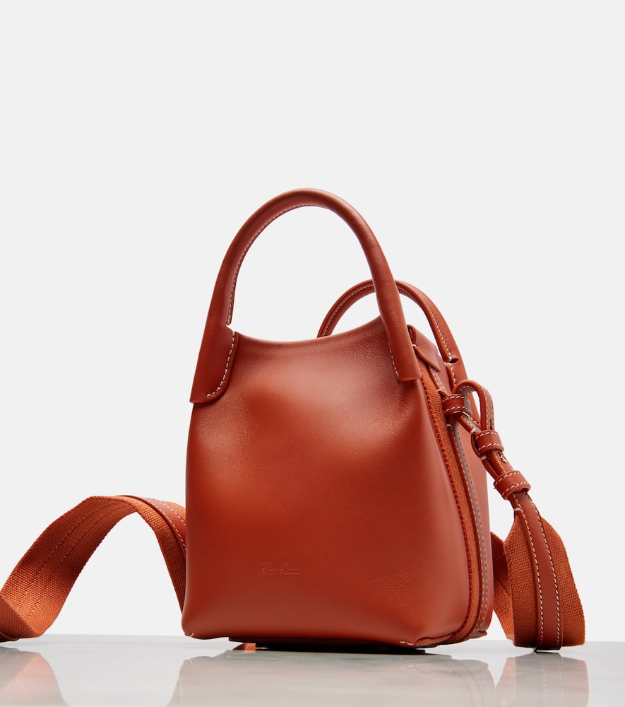 Loro Piana Bale Mini Leather Tote Bag In Orange