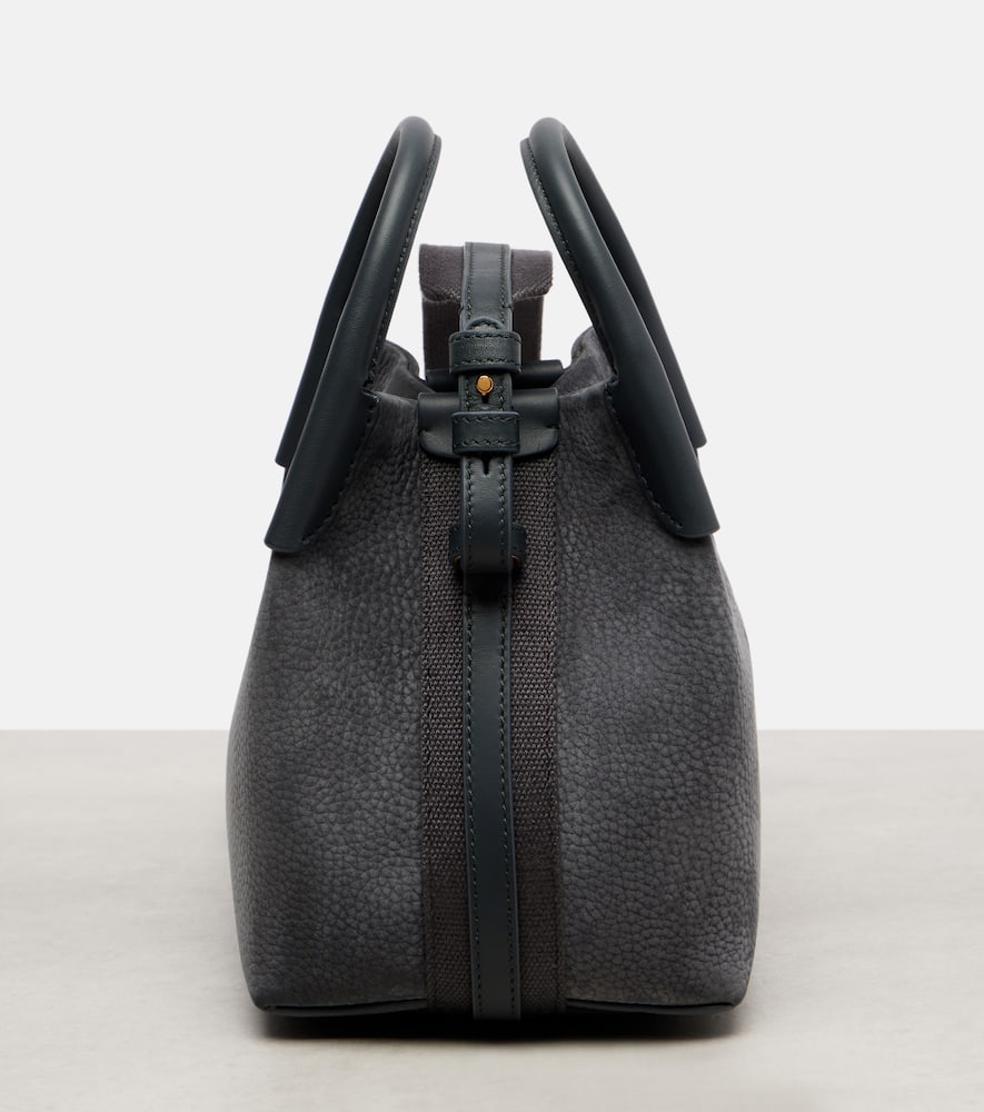 Loro Piana Bale Micro Leather Bucket Bag In Gray