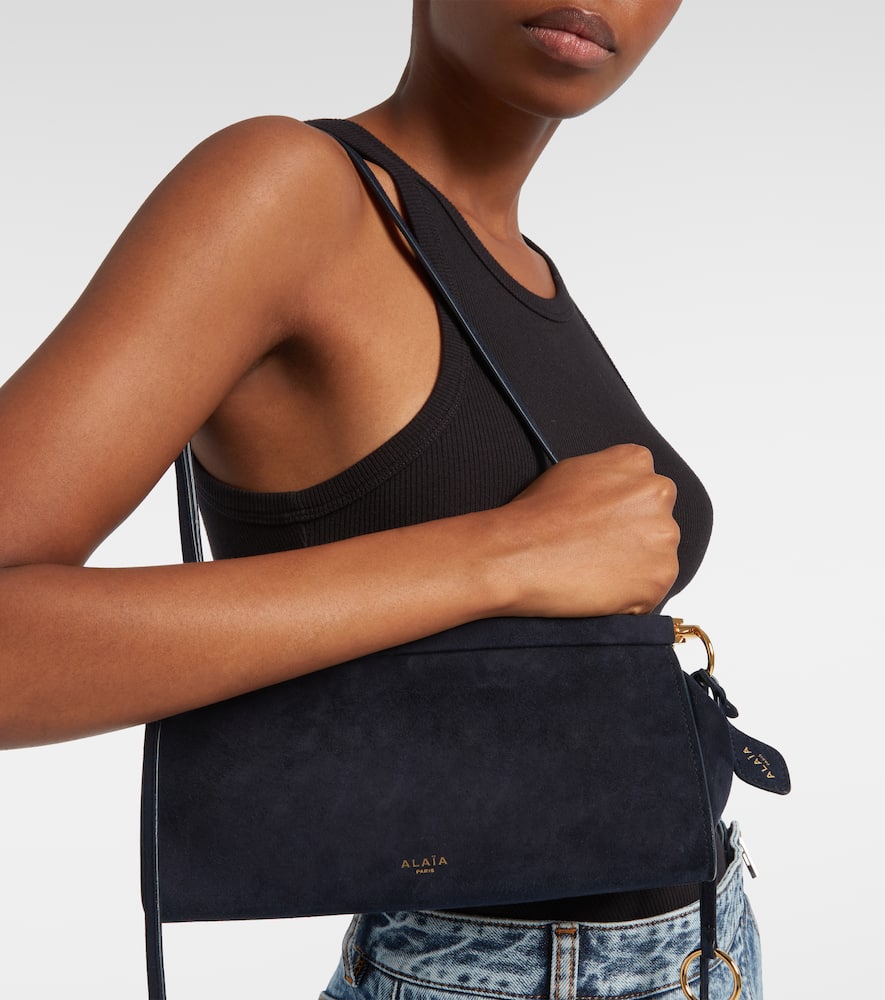 Alaïa Le Click Small Suede Shoulder Bag In Blue