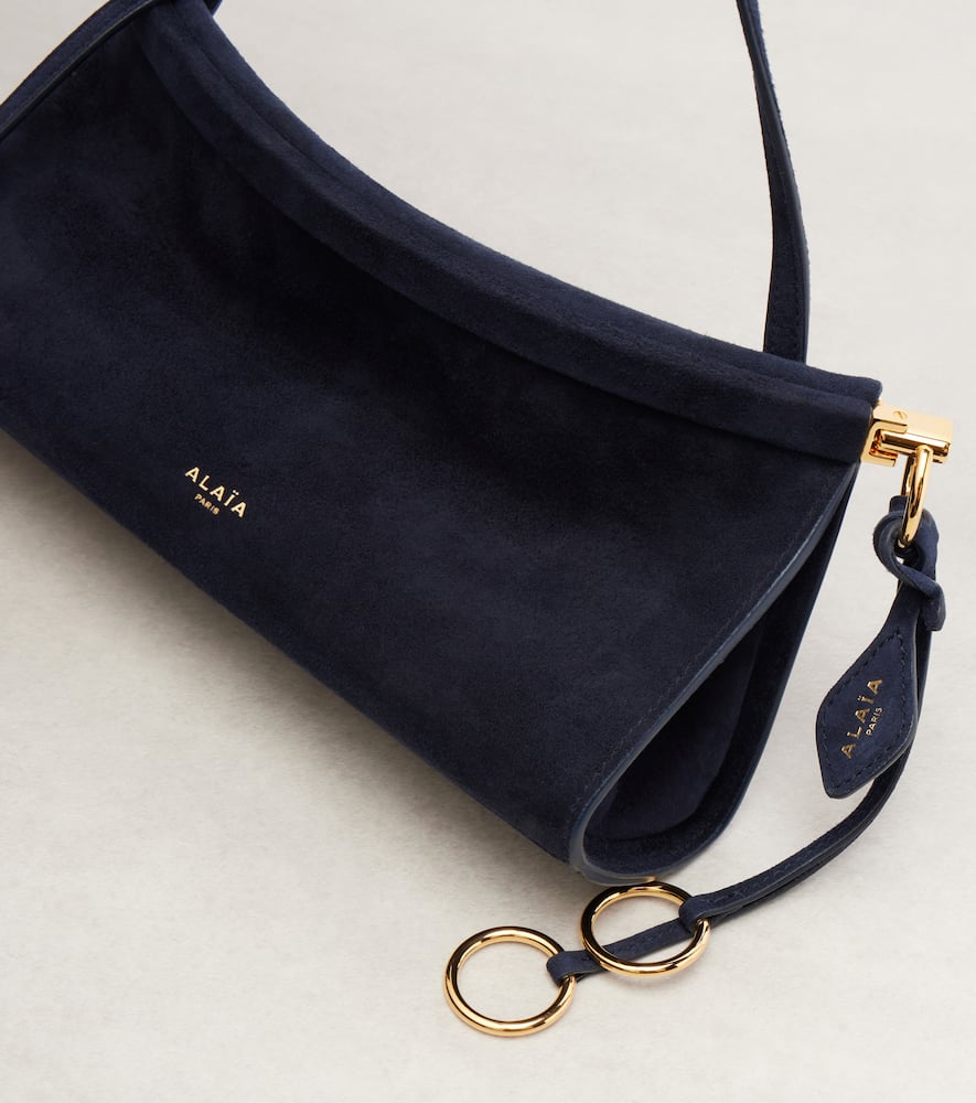 Alaïa Le Click Small Suede Shoulder Bag In Blue