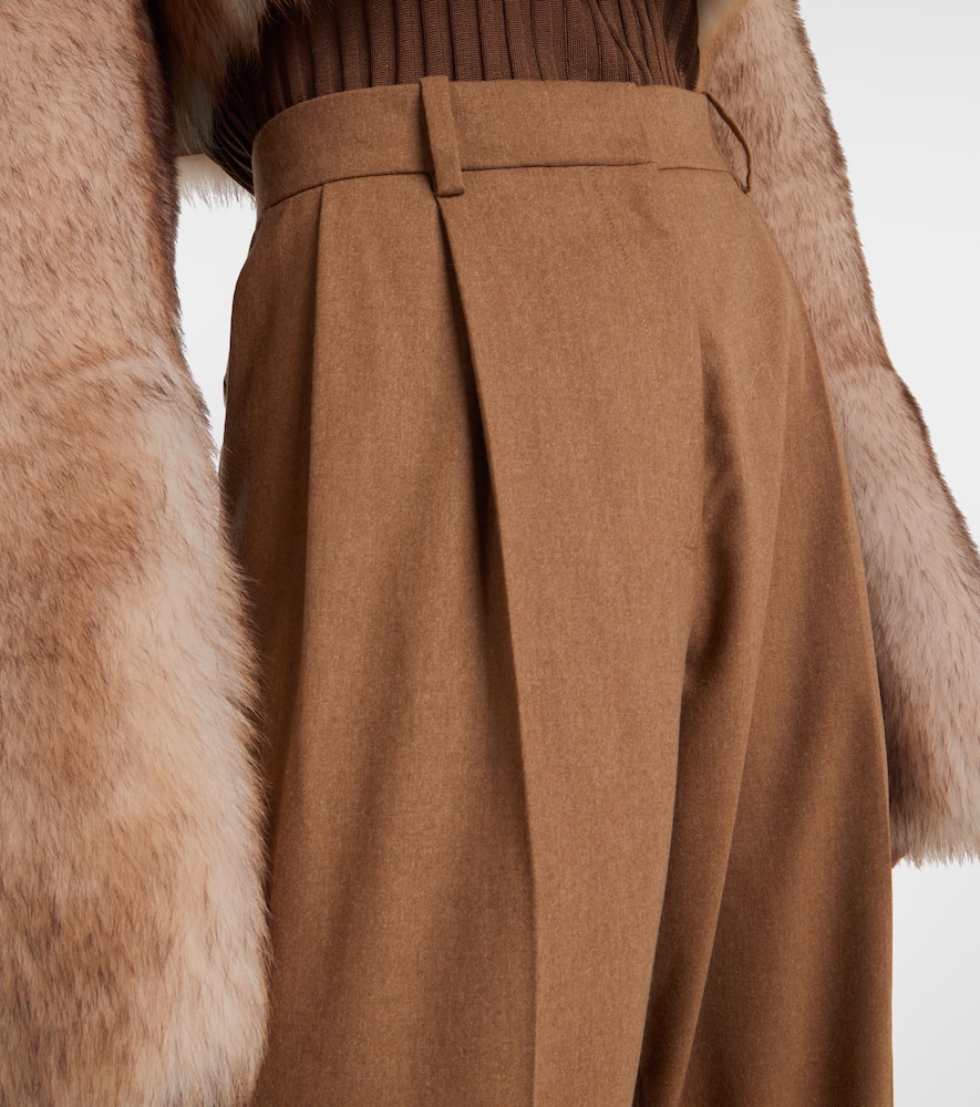 Khaite August High-rise Wool Straight Pants In Brown