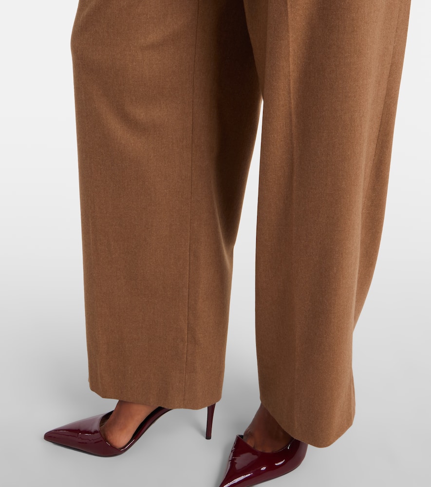 Khaite August High-rise Wool Straight Pants In Brown