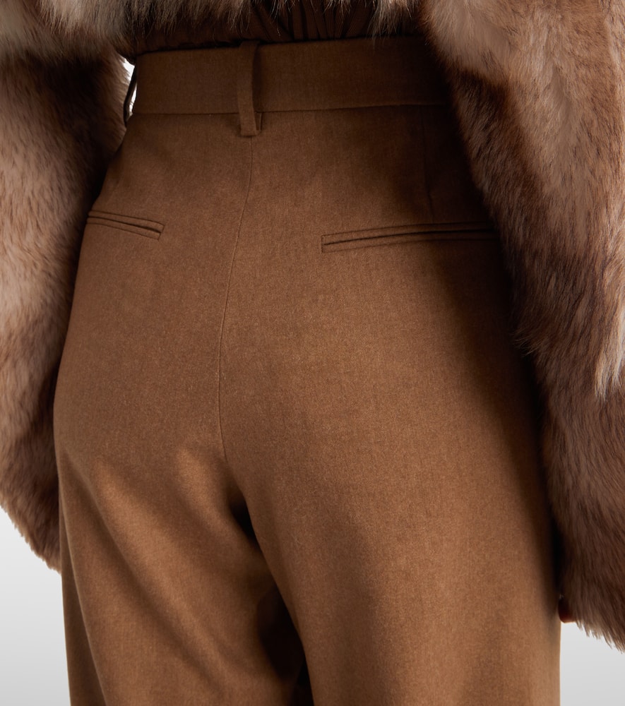 Khaite August High-rise Wool Straight Pants In Brown