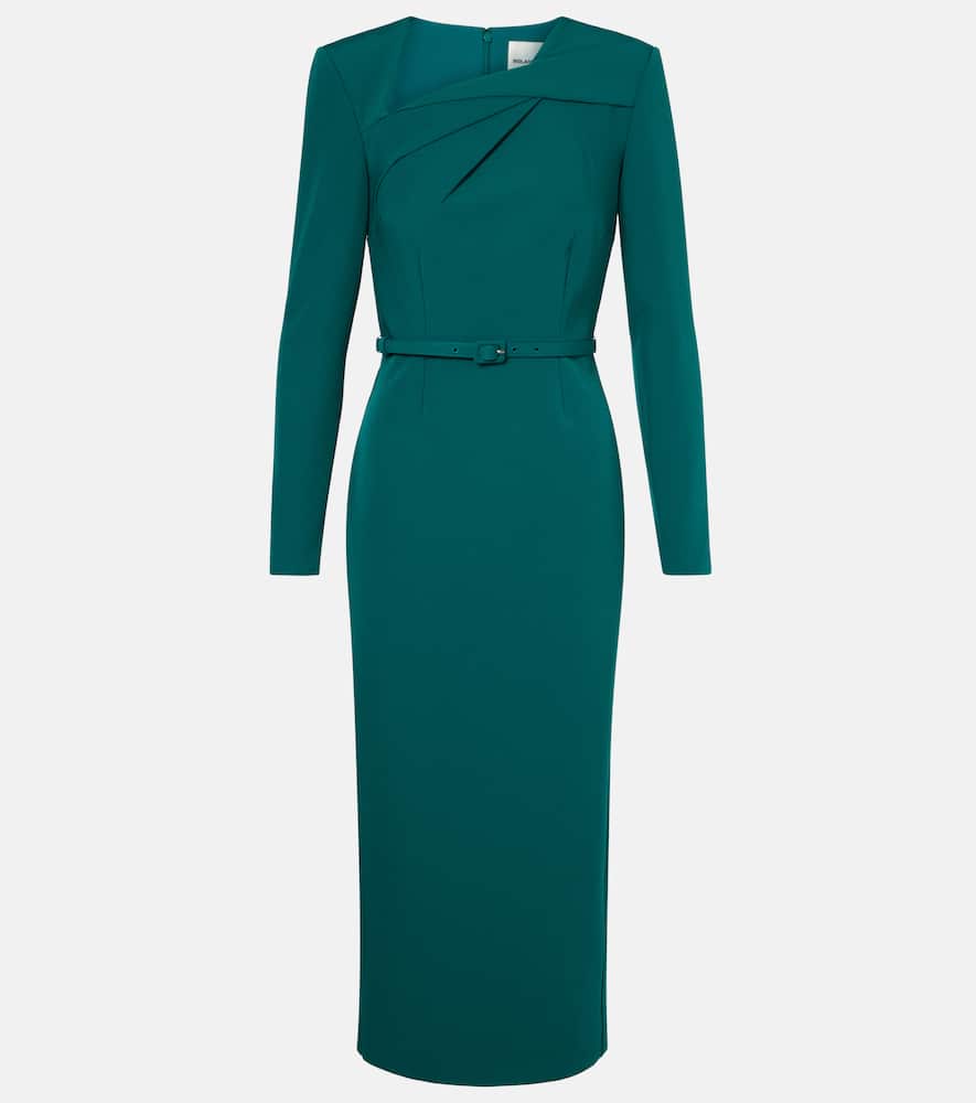Roland Mouret Belted Crêpe Midi Dress In Green