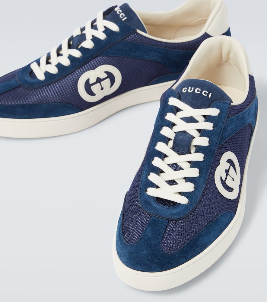 Gucci G75 Suede And Canvas Sneakers In Blue