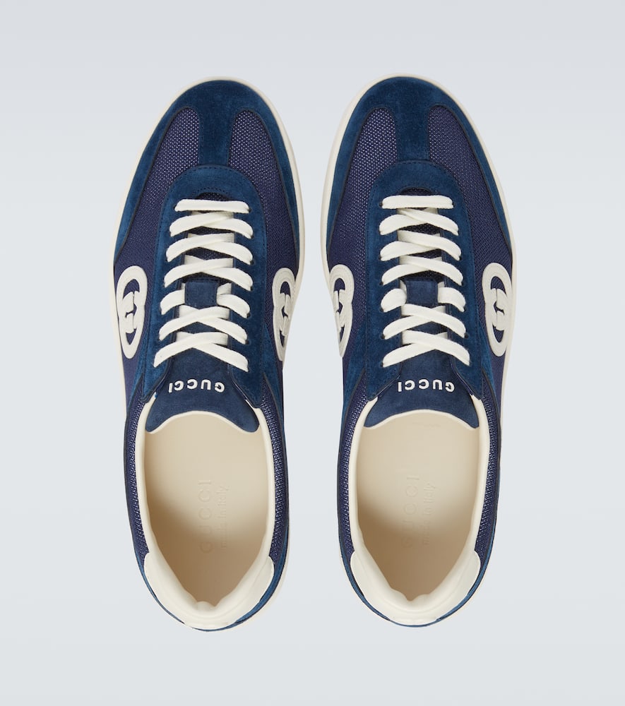 Gucci G75 Suede And Canvas Sneakers In Blue