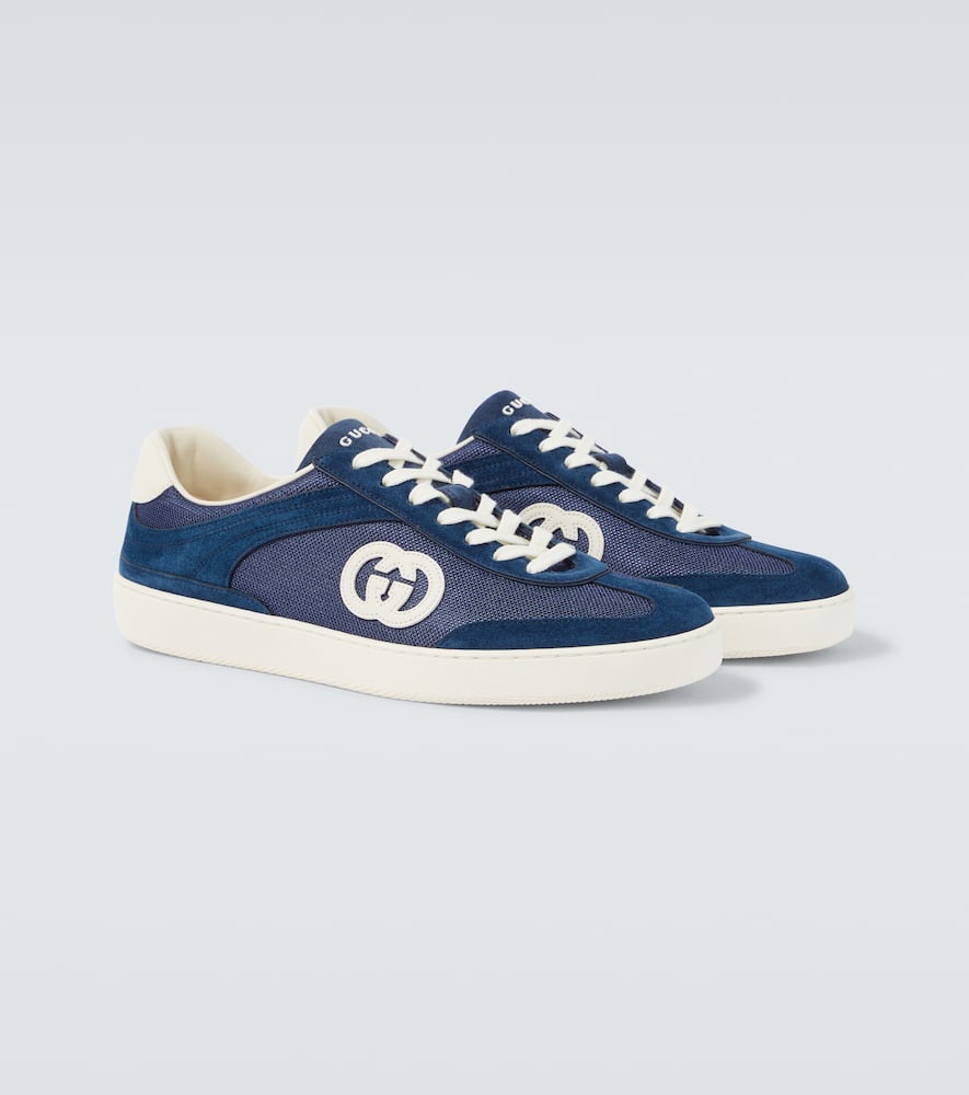 Gucci G75 Suede And Canvas Sneakers In Blue