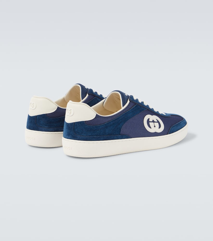 Gucci G75 Suede And Canvas Sneakers In Blue