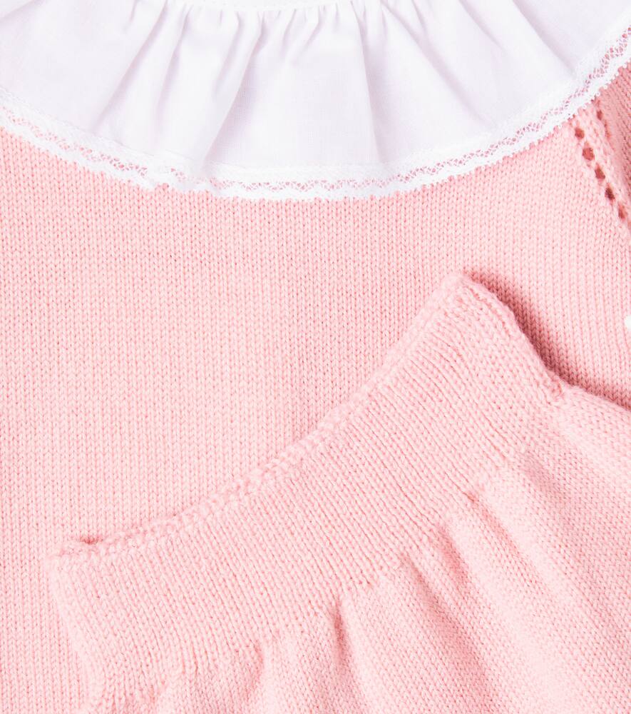 La Coqueta Baby Baya Wool Cardigan And Pants Set In Pink