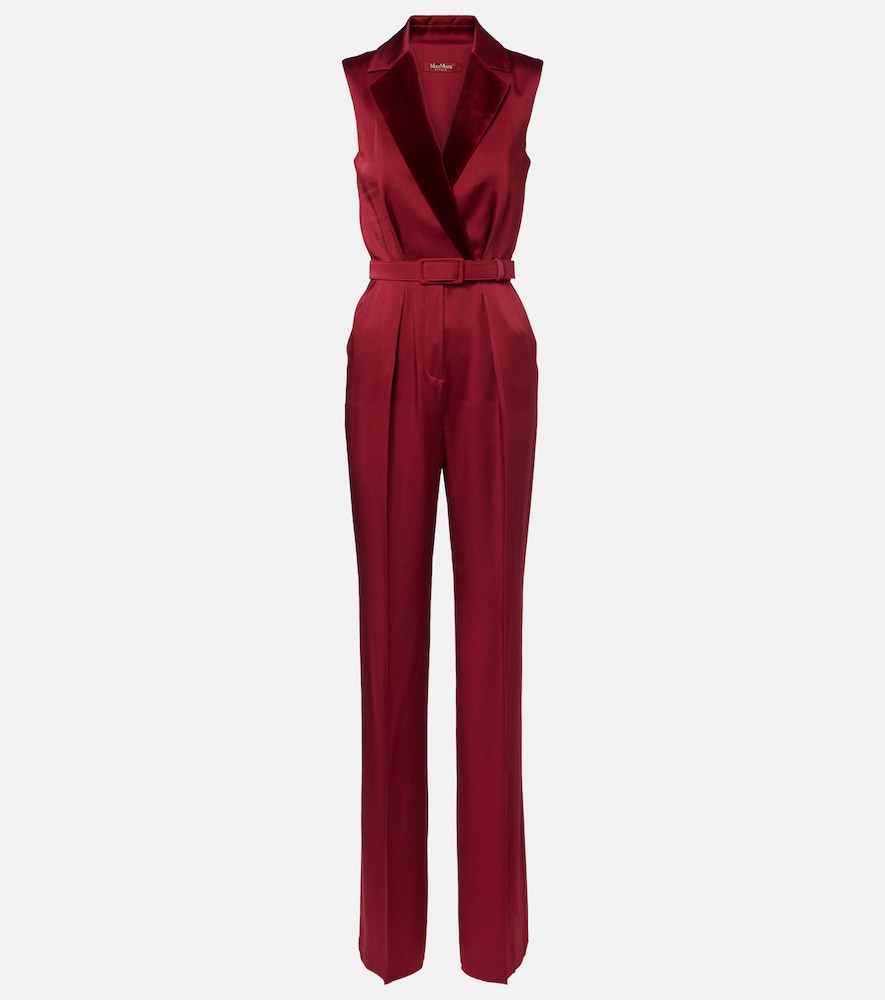 Max Mara Max Mara Scalata velvet-trimmed satin jumpsuit　Max Mara Scalata ベルベットトリム サテン ジャンプスーツ