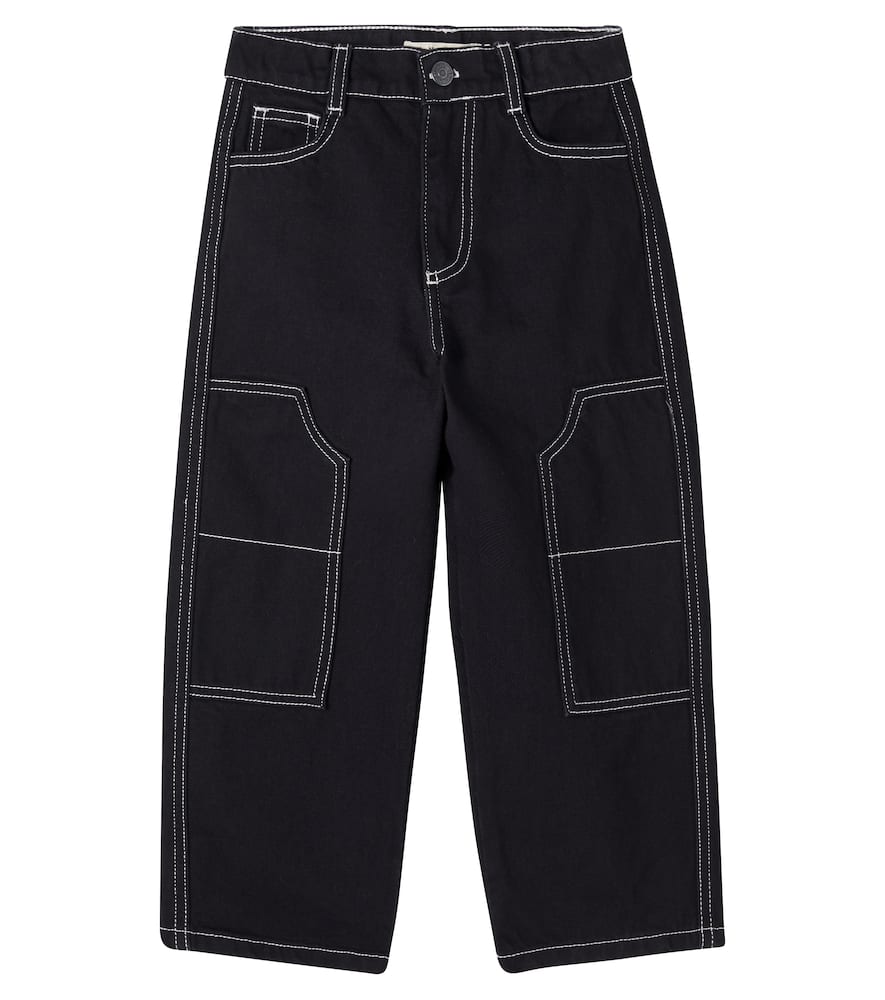 The New Society Yaiza Embroidered Wide-leg Jeans In Black