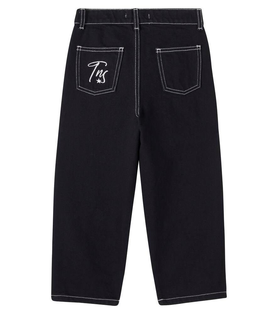 The New Society Yaiza Embroidered Wide-leg Jeans In Black