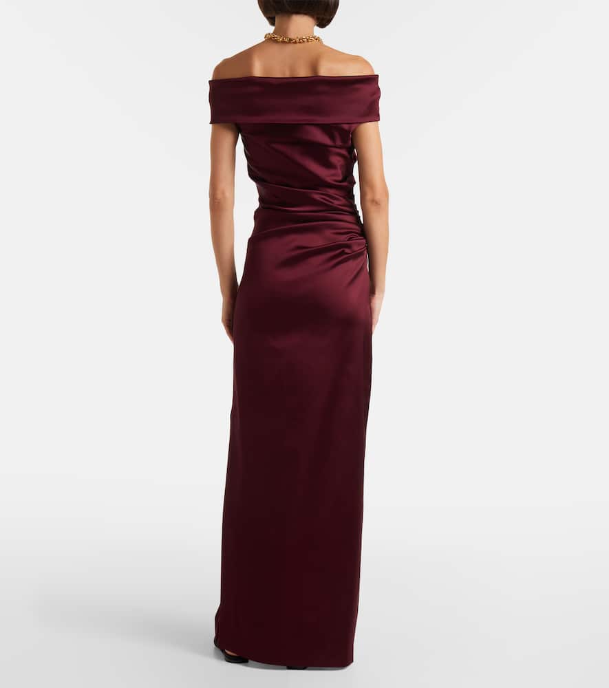 Max Mara Opaco Off-shoulder Maxi Dress In Burgundy