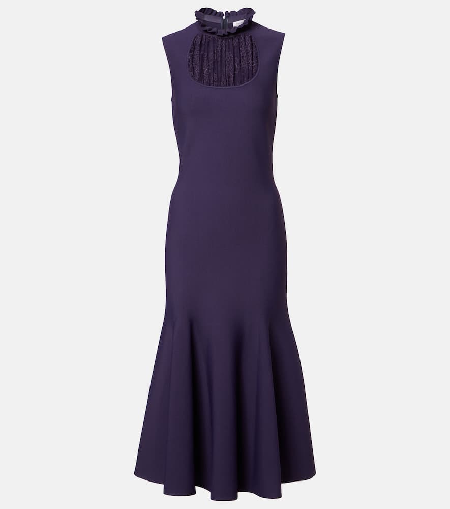 Alexander Mcqueen Mcqueen Lace Panel Flared Midi Dress In Purple