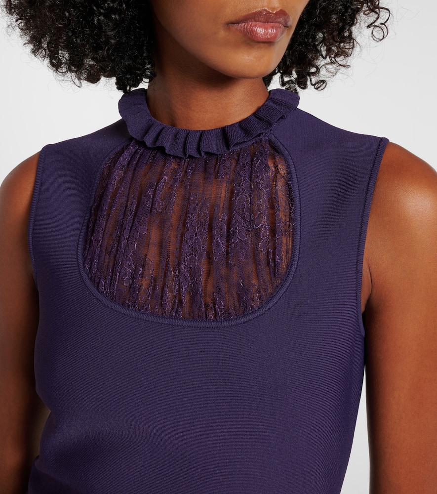 Alexander Mcqueen Mcqueen Lace Panel Flared Midi Dress In Purple