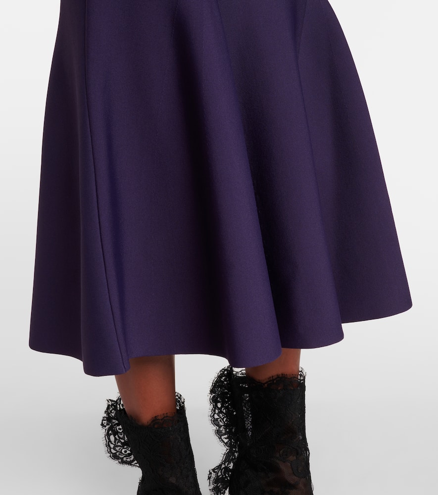 Alexander Mcqueen Mcqueen Lace Panel Flared Midi Dress In Purple