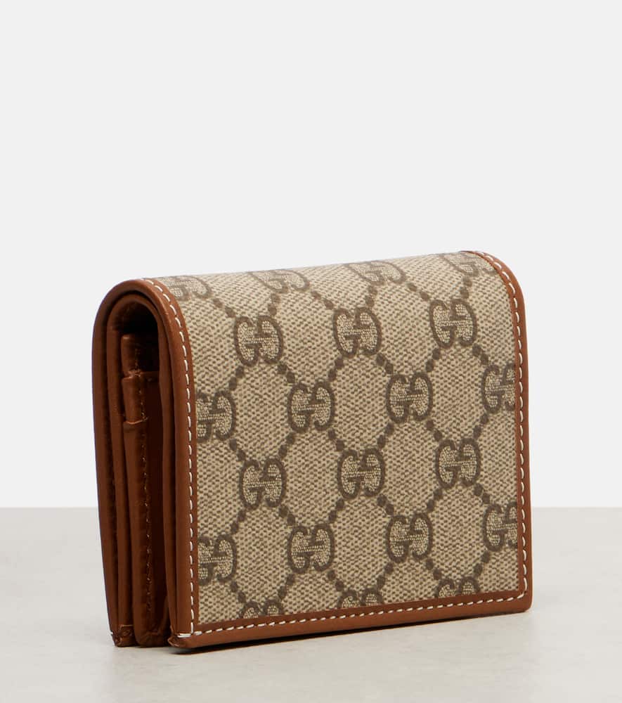 Gucci Horsebit 1955 Leather-trimmed Wallet In Sand